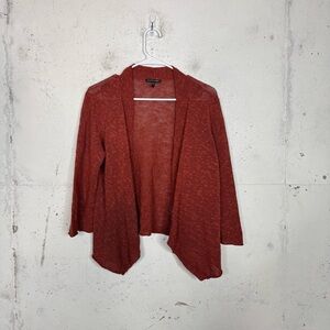 Eileen Fisher Open Knit Drape Front Cardigan Sweater Medium
